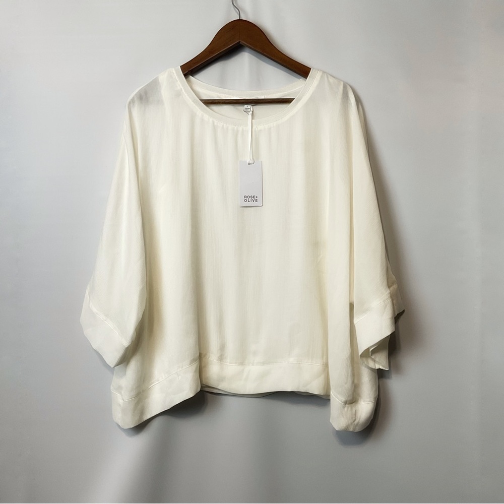 Rose and olive NWT white blouse